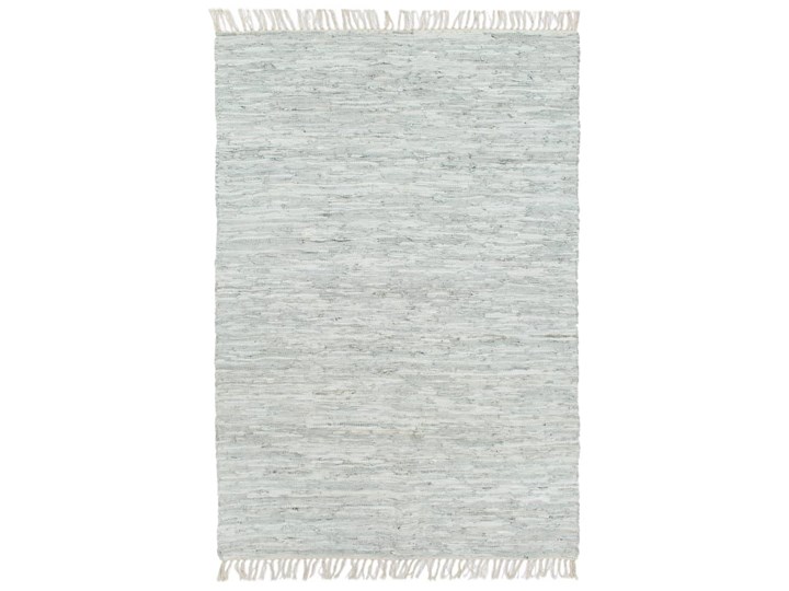 vidaXL Ręcznie tkany dywanik Chindi, skórzany, 190x280 cm, jasnoszary Kategoria Dywany Prostokątny Dywany Dywaniki Skóra Pomieszczenie Salon