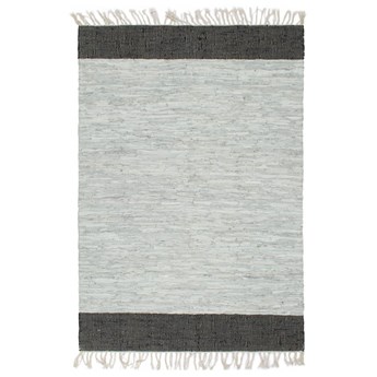vidaXL Ręcznie tkany dywanik Chindi, skóra, 160x230 cm, szaro-czarny