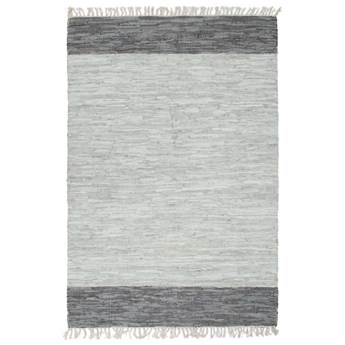 vidaXL Ręcznie tkany dywanik Chindi, skórzany, 190x280 cm, szary