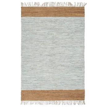 vidaXL Ręcznie tkany dywanik Chindi, skóra, 120x170 cm, szaro-brązowy
