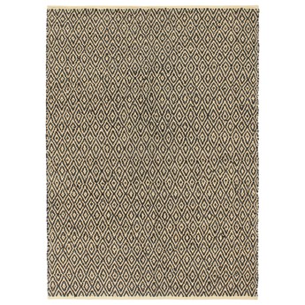 vidaXL Ręcznie tkany dywan Chindi, skóra i bawełna, 120x170 cm, czarny