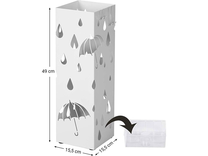 Biały nowoczesny ażurowy stojak na parasole - Niras Drewno Stal Metal Kategoria Stojaki na parasole