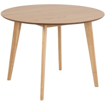 Stół okrągły fornirowany dębowy blat nogi z drewna kauczukowego Ø105x76