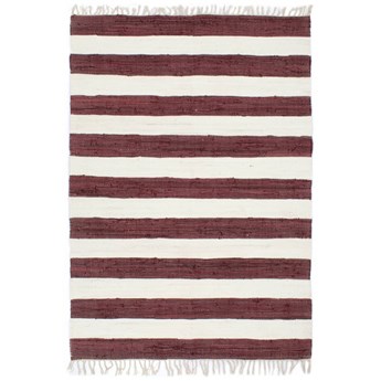 vidaXL Ręcznie tkany dywan Chindi 160x230cm, bawełna, burgundowo-biały
