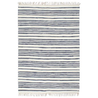 vidaXL Ręcznie tkany dywan Chindi 120x170 cm, bawełna, biało-niebieski