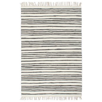 vidaXL Ręcznie tkany dywan Chindi 120x170cm bawełna, antracytowo-biały