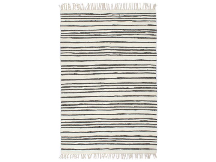 vidaXL Ręcznie tkany dywan Chindi 120x170cm bawełna, antracytowo-biały Prostokątny Dywaniki Dywany Nieregularny 120x170 cm Wzór Paski