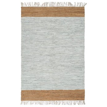vidaXL Ręcznie tkany dywanik Chindi, skóra, 160x230 cm, szaro-brązowy