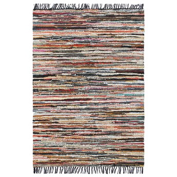 vidaXL Ręcznie tkany dywanik Chindi, skóra, 160x230 cm, wielokolorowy