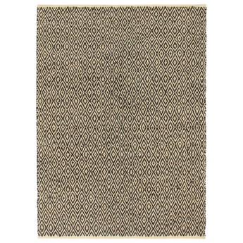 vidaXL Ręcznie tkany dywan Chindi, skóra i bawełna, 160x230 cm, czarny