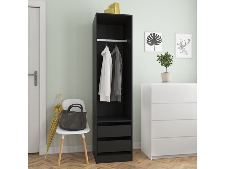 vidaXL Szafa z szufladami, czarna, 50x50x200 cm, płyta wiórowa Kolor Czarny Głębokość 50 cm Szerokość 50 cm Typ Gotowa