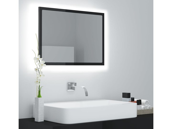 vidaXL Lustro łazienkowe z LED, szare na wysoki połysk, 60x8,5x37 cm Pomieszczenie Łazienka Lustro z ramą Ścienne Prostokątne Kategoria Lustra