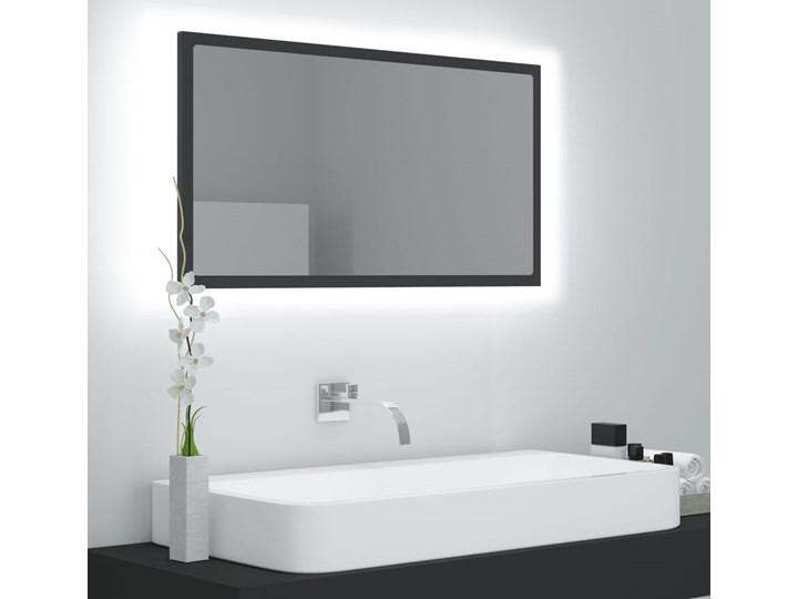 vidaXL Lustro łazienkowe z LED, szare, 80x8,5x37 cm, płyta wiórowa Lustro z ramą Ścienne Prostokątne Kategoria Lustra