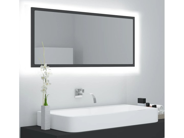 vidaXL Lustro łazienkowe z LED, szare, 100x8,5x37 cm, płyta wiórowa Prostokątne Pomieszczenie Łazienka Ścienne Lustro z ramą Styl Nowoczesny