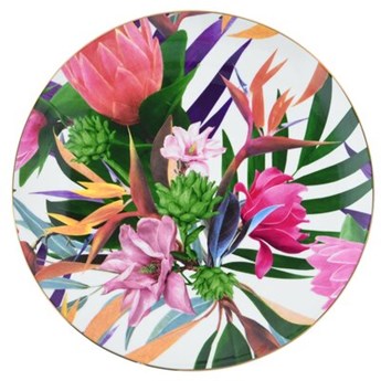Talerz obiadowy płaski w kwiaty DUKA EDEN 26.9 cm kolorowy kamionkowy