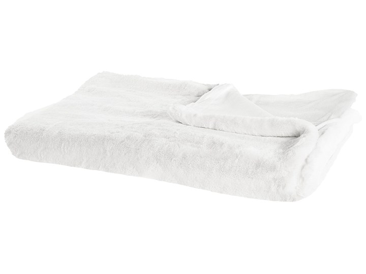 Beliani Koc biały 200 x 220 cm narzuta na łóżko dekoracje do salonu sypialni gruby futrzany kocyk Poliester 200x220 cm Pomieszczenie Sypialnia Kategoria Koce i pledy