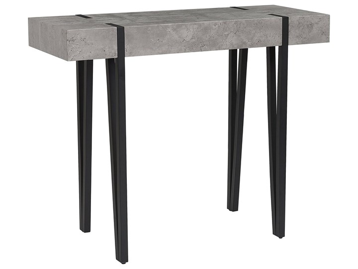 Beliani Konsola szara imitacja betonu czarne metalowe nogi stolik styl skandynawski minimalistyczny