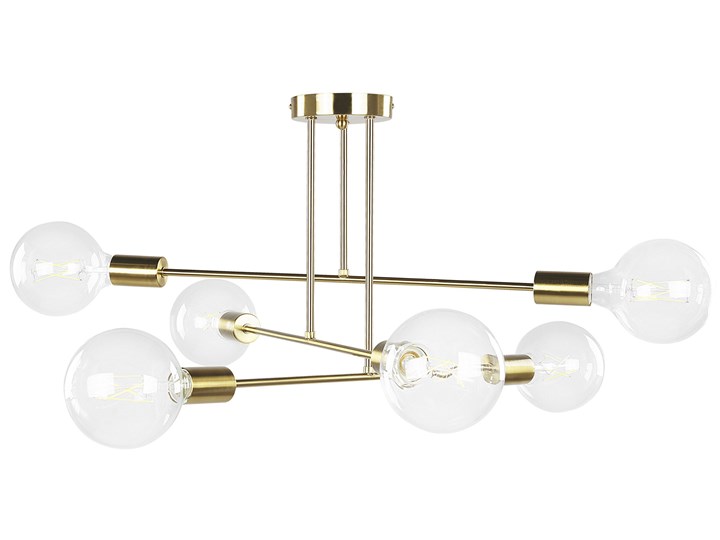 Beliani Lampa sufitowa mosiężna metalowa 33 cm 6 świateł bez kloszy nowoczesna industrialna salon sypialnia Lampa designerska Mosiądz Stal Styl Nowoczesny