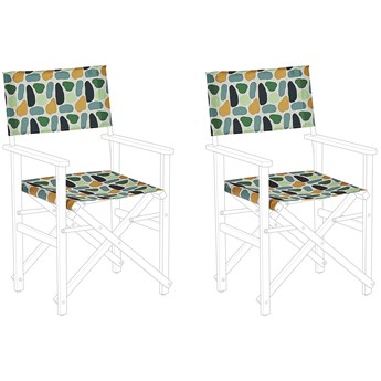 Beliani Zestaw 2 tkanin na krzesła wielokolorowe poliester wzór w geometryczne kształty na siedzenie i oparcie wymienne tkaniny