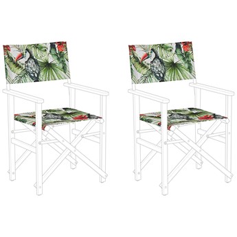 Beliani Zestaw 2 tkanin na krzesła wielokolorowe poliester wzór w tukany na siedzenie i oparcie wymienne tkaniny