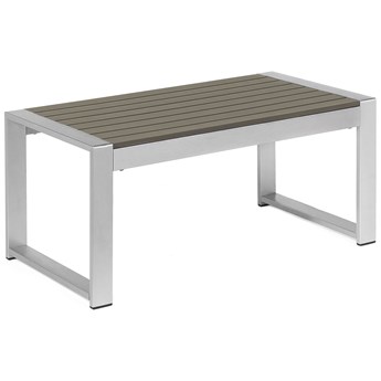 Beliani Ogrodowy stolik kawowy ciemnoszary aluminiowy 90 x 50 cm metalowa rama syntetyczny blat minimalistyczny nowoczesny