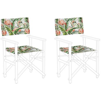 Beliani Zestaw 2 tkanin na krzesła wielokolorowe poliester wzór we flamingi na siedzenie i oparcie wymienne tkaniny