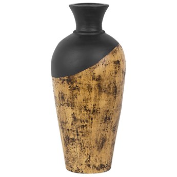 Beliani Dekoracyjny wazon ciemne drewno z czarnym ceramiczny 44 cm styl nowoczesny art-deco