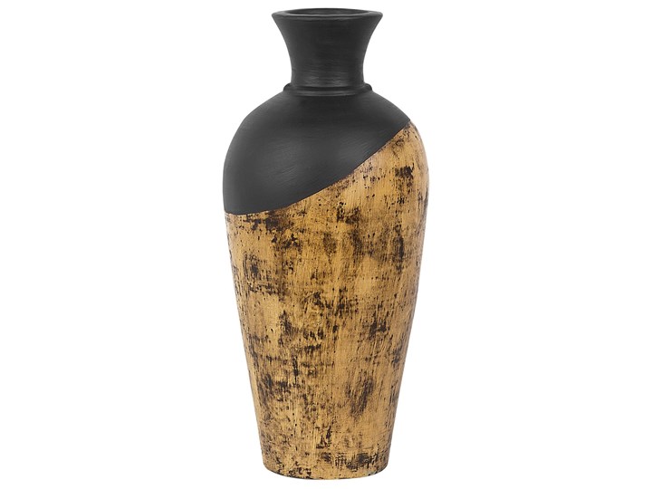 Beliani Dekoracyjny wazon ciemne drewno z czarnym ceramiczny 44 cm styl nowoczesny art-deco Ceramika Kategoria Wazony