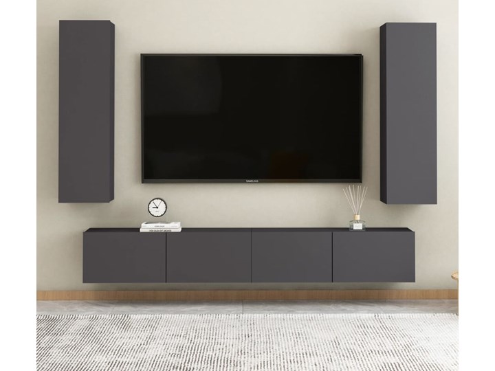 vidaXL Szafki telewizyjne, 2 szt., szare, 30,5x30x110 cm, płyta Pomieszczenie Salon
