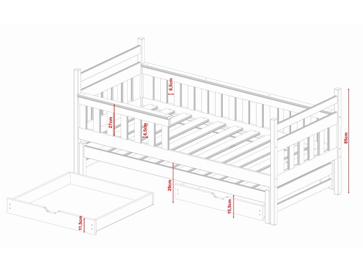 Łóżko piętrowe wysuwane DOMINIK niskie Lano Meble Podwójne Drewno Kategoria Łóżka dla dzieci