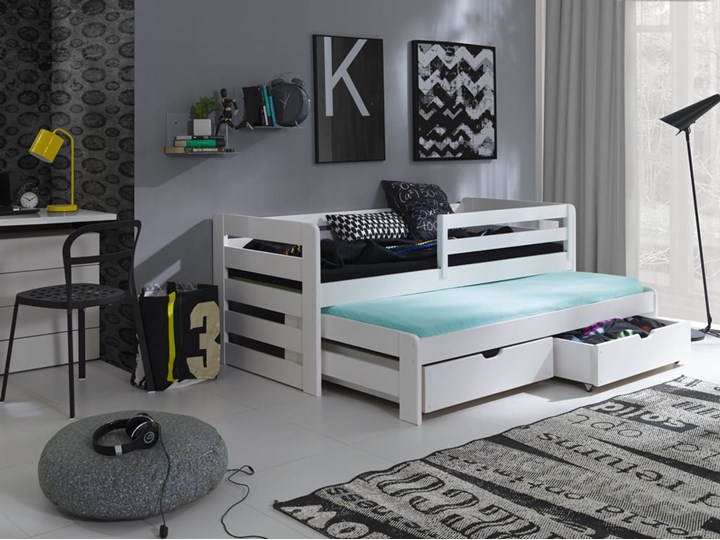 Łóżko piętrowe wysuwane SENSO niskie 80x180 biały Lano Meble Kategoria Łóżka dla dzieci Podwójne Rozmiar materaca 80x180 cm