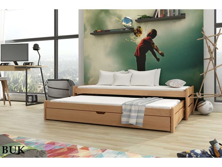 Łóżko piętrowe wysuwane ANIŚ niskie Lano Meble Drewno Kategoria Łóżka dla dzieci Podwójne Kolor Biały