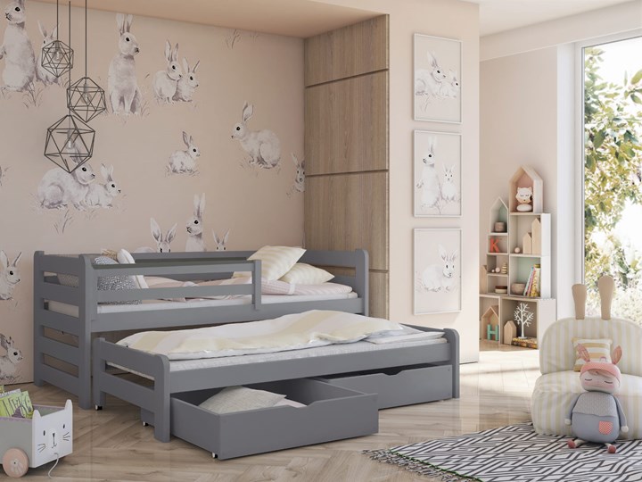Łóżko piętrowe wysuwane SENSO niskie 80x180 popiel Lano Meble