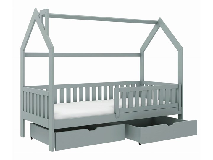 Łóżko domek NATAN Lano Meble Drewno Pojedyncze Z szufladą Neutralne Z barierką Kategoria Łóżka dla dzieci