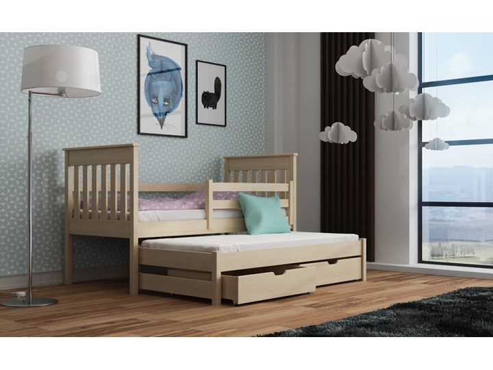 Łóżko piętrowe wysuwane TYMON 90x190 sosna niskie Lano Meble Rozmiar materaca 90x190 cm Drewno Kategoria Łóżka dla dzieci
