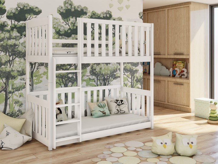 Łóżko piętrowe KONRAD Lano Meble Kategoria Łóżka dla dzieci Neutralne Drewno Kolor Biały