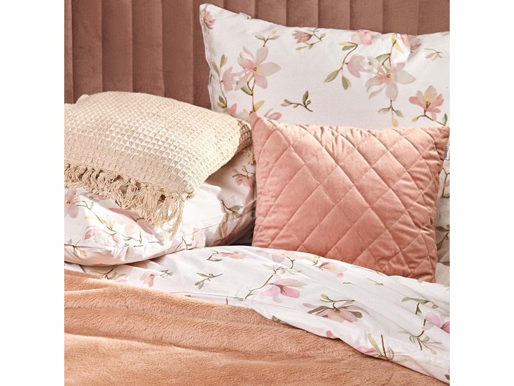Komplet pościeli FLOREMI bawełnianej w magnolie 160x200 cm - Homla Kolor Różowy Bawełna Kategoria Komplety pościeli