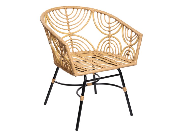 Krzesło BOKKA plecione 62x60 cm - Homla Tworzywo sztuczne Metal Typ Z podłokietnikiem Rattan Rodzaj(n) Krzesła