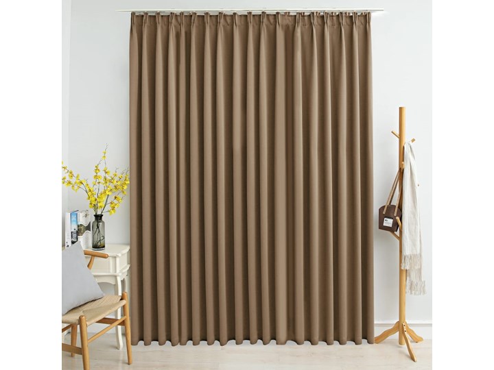 vidaXL Zasłona zaciemniająca z haczykami, taupe, 290x245 cm 245x290 cm Poliester Kolor Brązowy