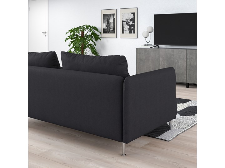 IKEA SÖDERHAMN Sofa 3-osobowa, Fridtuna ciemnoszary, Wysokość z poduchami oparcia: 83 cm Typ Gładkie Wielkość Trzyosobowa