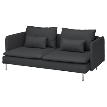 IKEA SÖDERHAMN Sofa 3-osobowa, Fridtuna ciemnoszary, Wysokość z poduchami oparcia: 83 cm