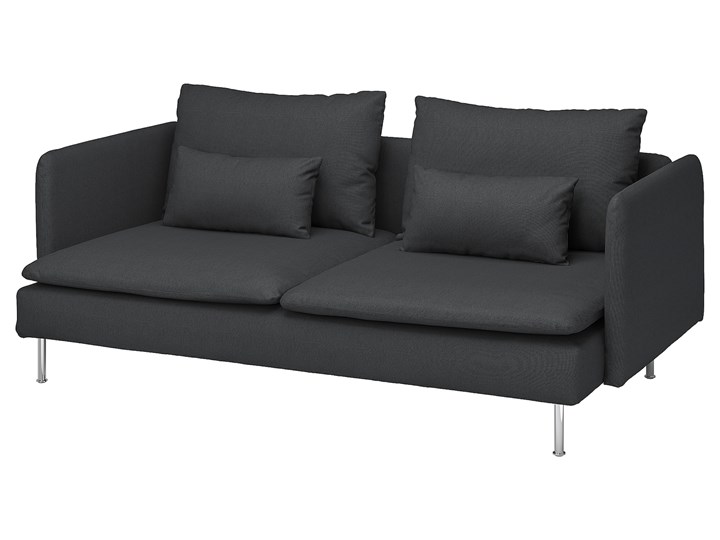 IKEA SÖDERHAMN Sofa 3-osobowa, Fridtuna ciemnoszary, Wysokość z poduchami oparcia: 83 cm