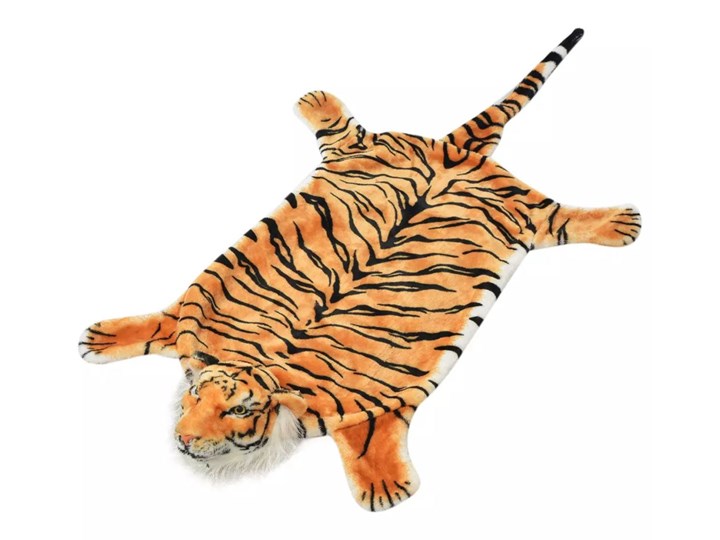 vidaXL Pluszowy dywanik - tygrys, 144 cm, brązowy Dywaniki Wzór Zwierzęcy Dywany Pomieszczenie Sypialnia