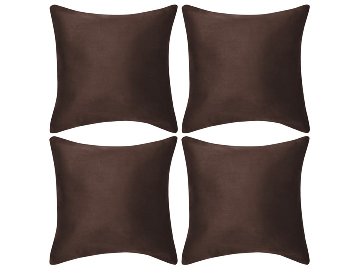 vidaXL Poszewki na poduszki 80x80 cm, zamszowe, 4 szt., brązowe