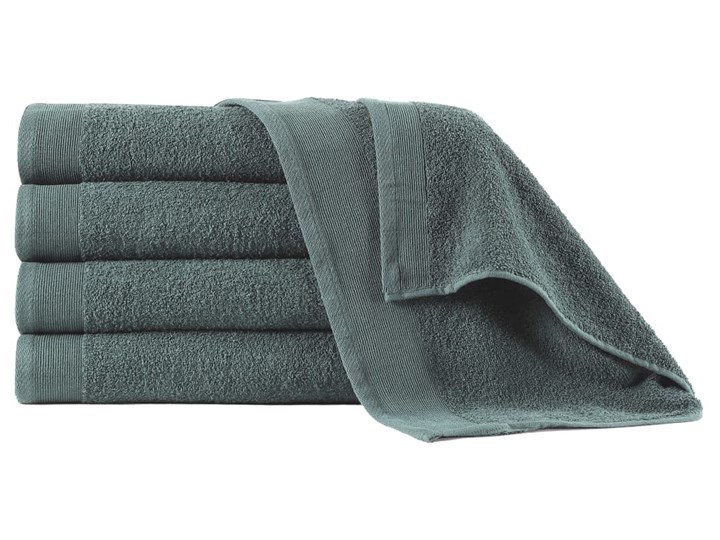 vidaXL Ręczniki do rąk, 5 szt., bawełna, 450 g/m², 50x100 cm, zielone