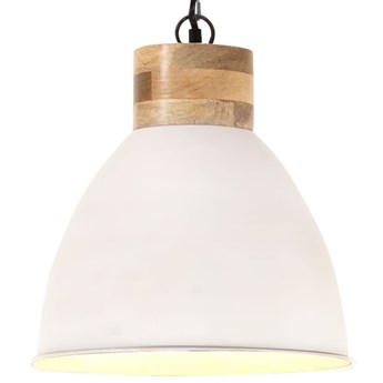 vidaXL Industrialna lampa wisząca, białe żelazo i drewno, 46 cm, E27