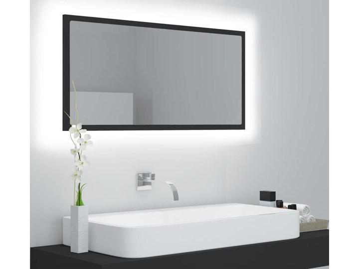 vidaXL Lustro łazienkowe z LED, szare, 90 x 8,5 x 37 cm, płyta wiórowa Ścienne Prostokątne Kategoria Lustra Lustro z ramą Styl Nowoczesny