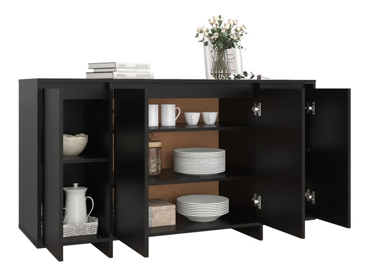 vidaXL Komoda, czarna, 135 x 41 x 75 cm, płyta wiórowa Szerokość 105 cm Płyta MDF Szerokość 135 cm Głębokość 41 cm Kolor Czarny