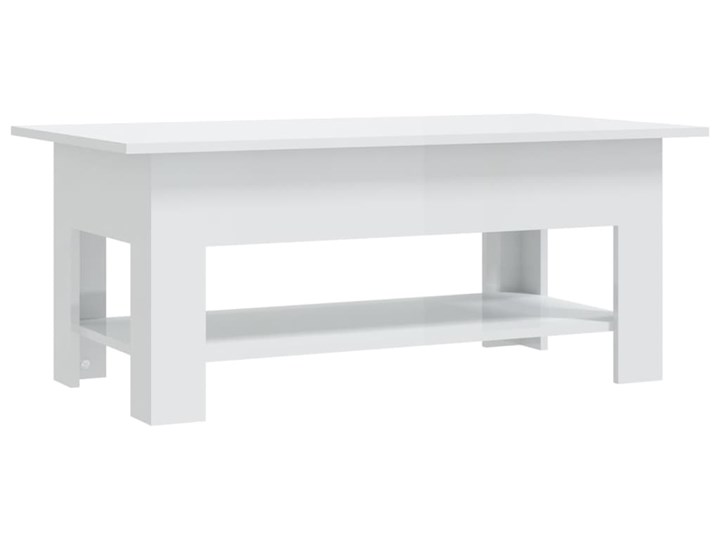 vidaXL Stolik kawowy, biały wysoki połysk, 102x55x42 cm, płyta wiórowa Szerokość 55 cm Długość 120 cm Kształt blatu Prostokątne