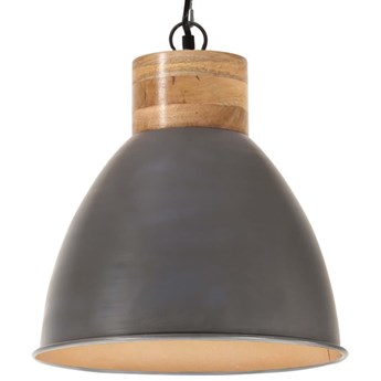 vidaXL Industrialna lampa wisząca, szare żelazo i drewno, 46 cm, E27